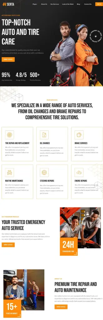 Professionelles Website Design Beispiel für Auto Reparatur und Reifenservice – WISE Webagentur Starter Paket