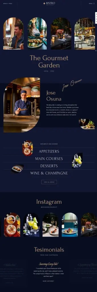 Beispiel für modernes Restaurant und Café Webdesign – erstellt mit dem WISE Webagentur Starter Paket.