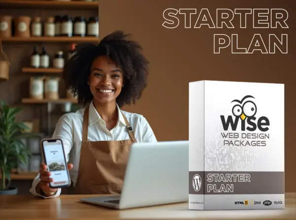 Frau Präsentiert Das Starter Webdesign-Paket Von Wise Webagentur – Website Kosten Ab 1499 € Für Kleine Unternehmen